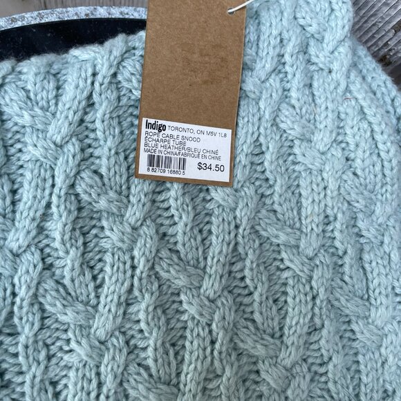Knitted Cowl & Headband Indigo Cable Snood Blue Heather New Tags. - Picture 3 of 12